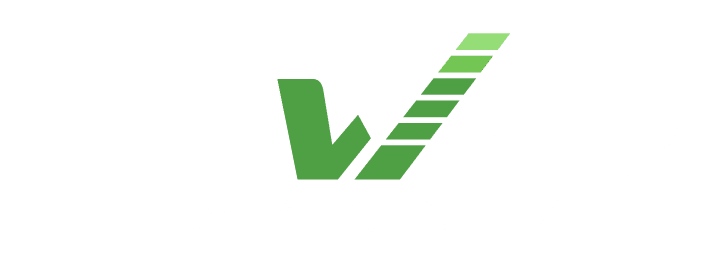 Logo blanco de Power Financial sobre fondo oscuro