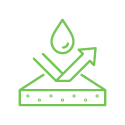 Icono verde de superficie repelente al agua